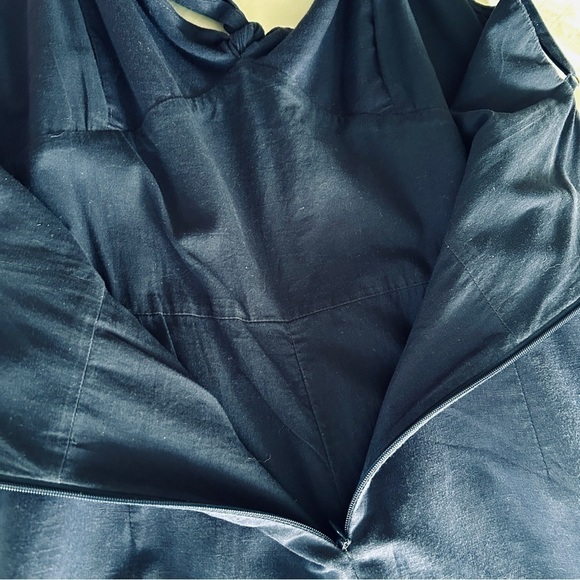 J. Crew Jumpsuit Navy Blue Linen Cotton Tie Front Wide Leg L6968 size 14 - Picture 12 of 16